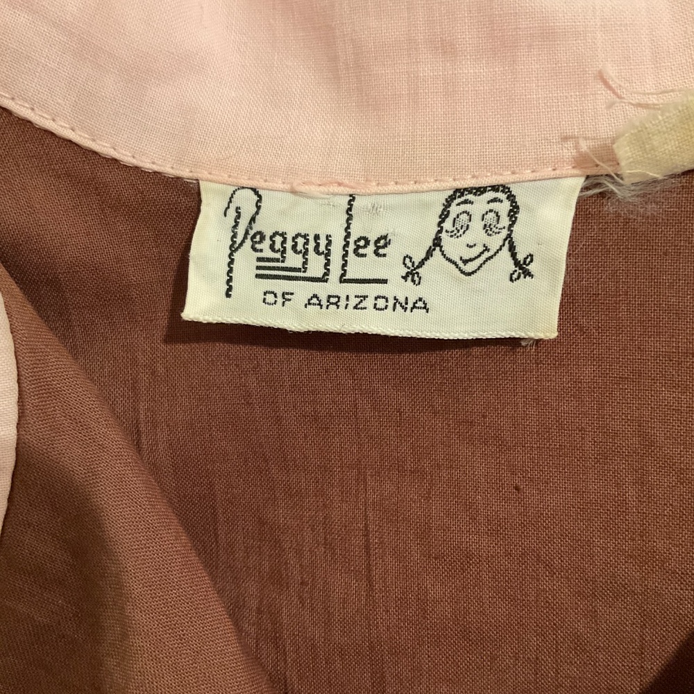 Vintage Peggy Lee brown and pink collared dress - Picture 8 of 11